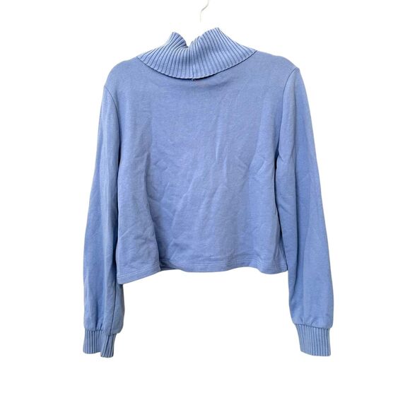 ZARA Cutout Turtleneck Sweatshirt Light Blue Large - Picture 3 of 6
